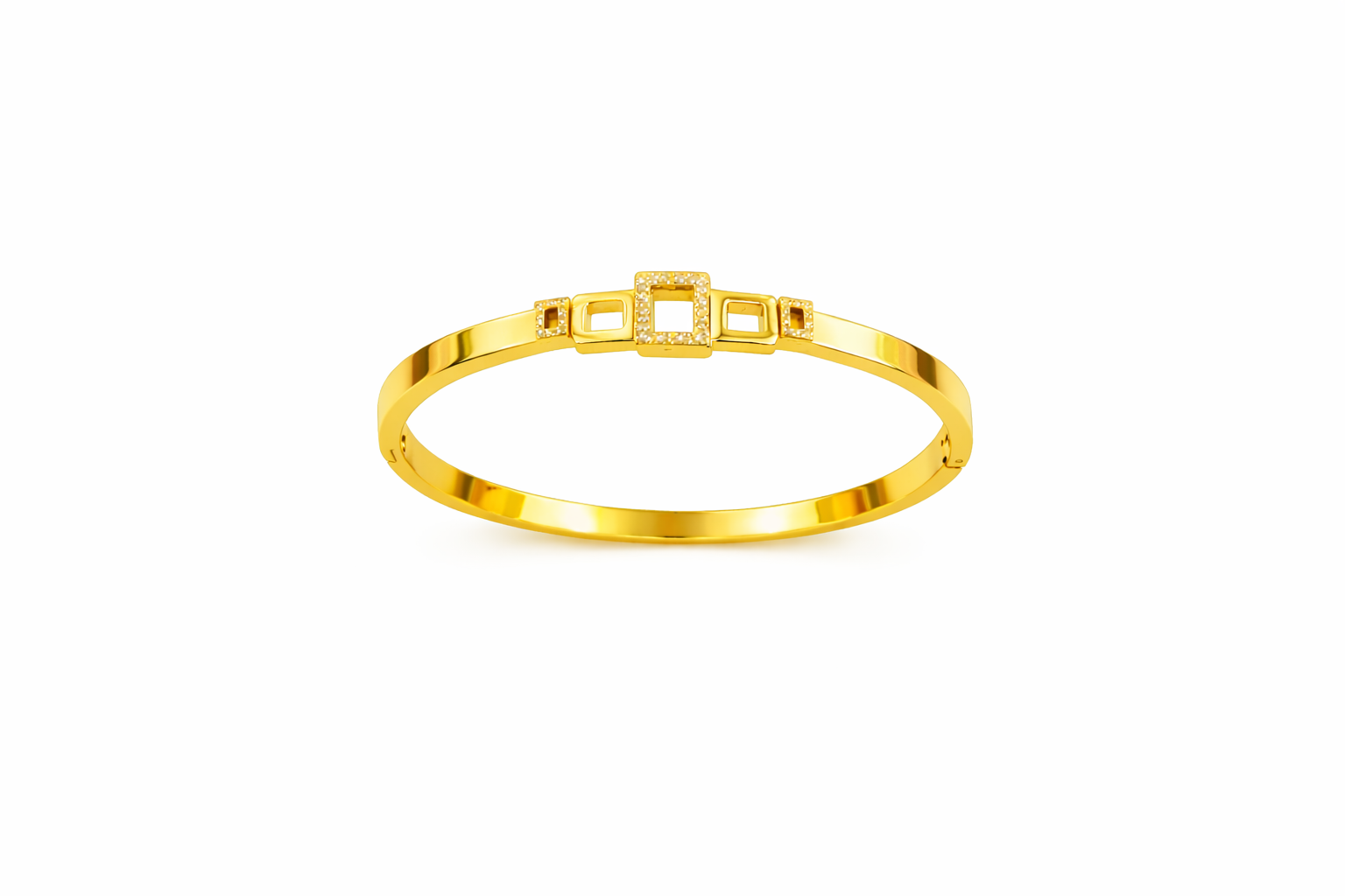 Gold Bangle Bracelet with Squares