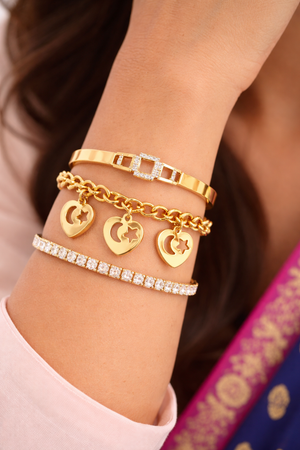 Gold Bangle Bracelet With Squares |3| Mehrooh