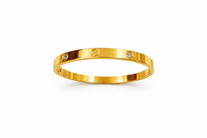 Golden Bangle Bracelet With Inlay Diamonds |1| Mehrooh