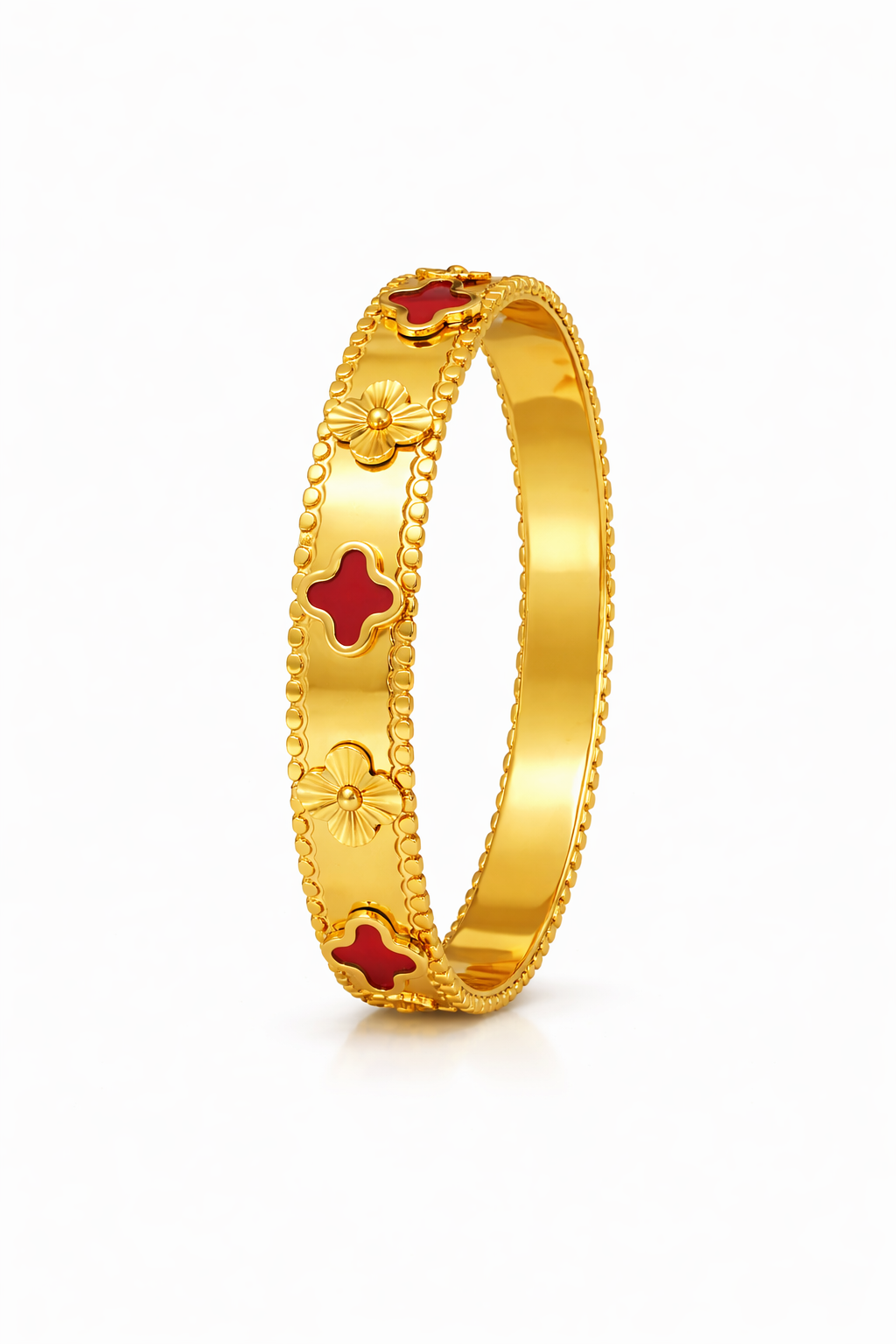 Red Clover Gold Bangle Bracelet