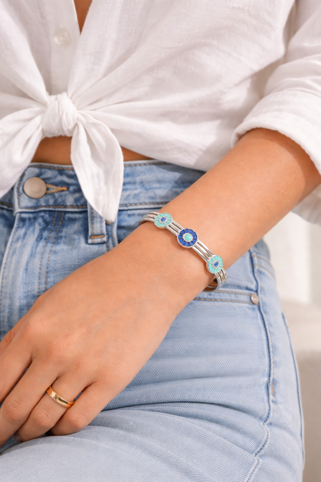Mehrooh Azure Bloom Cuff Bracelet