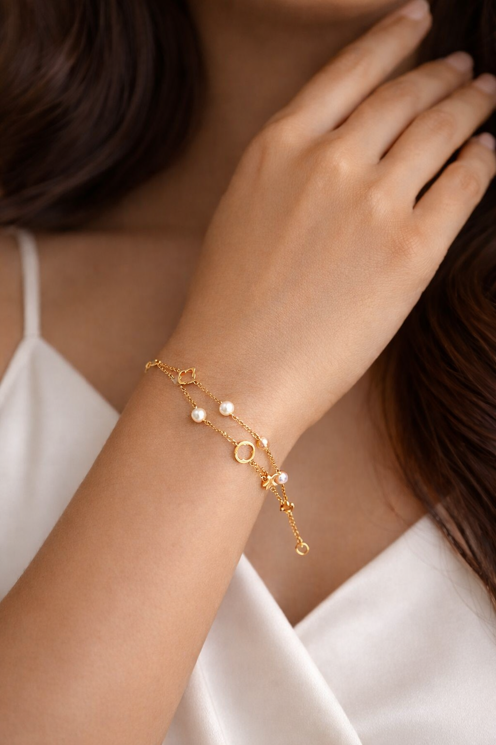 Layered Pearl Charm Bracelet