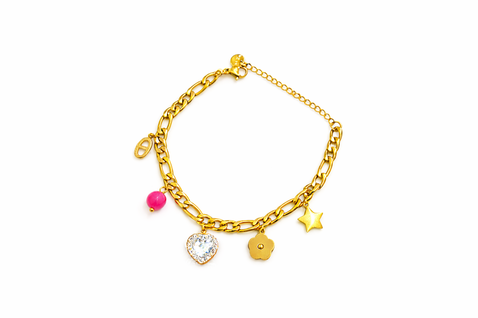 Multi-Charm Gold Chain Bracelet