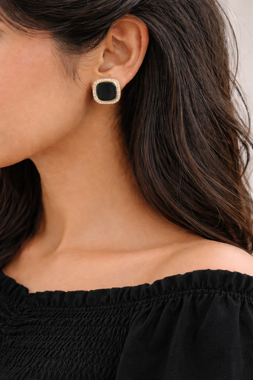 Black Clip on Stud earrings