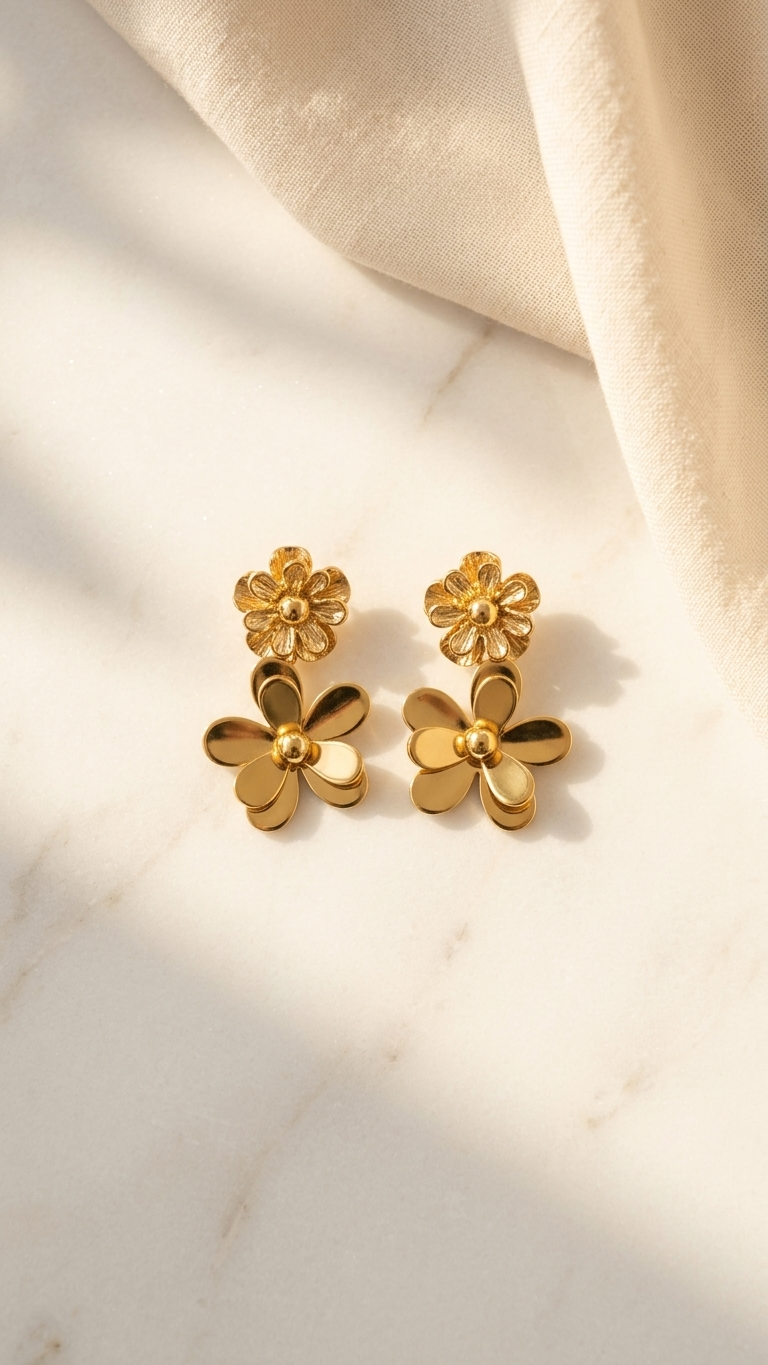 Golden Bloom Drop Earrings