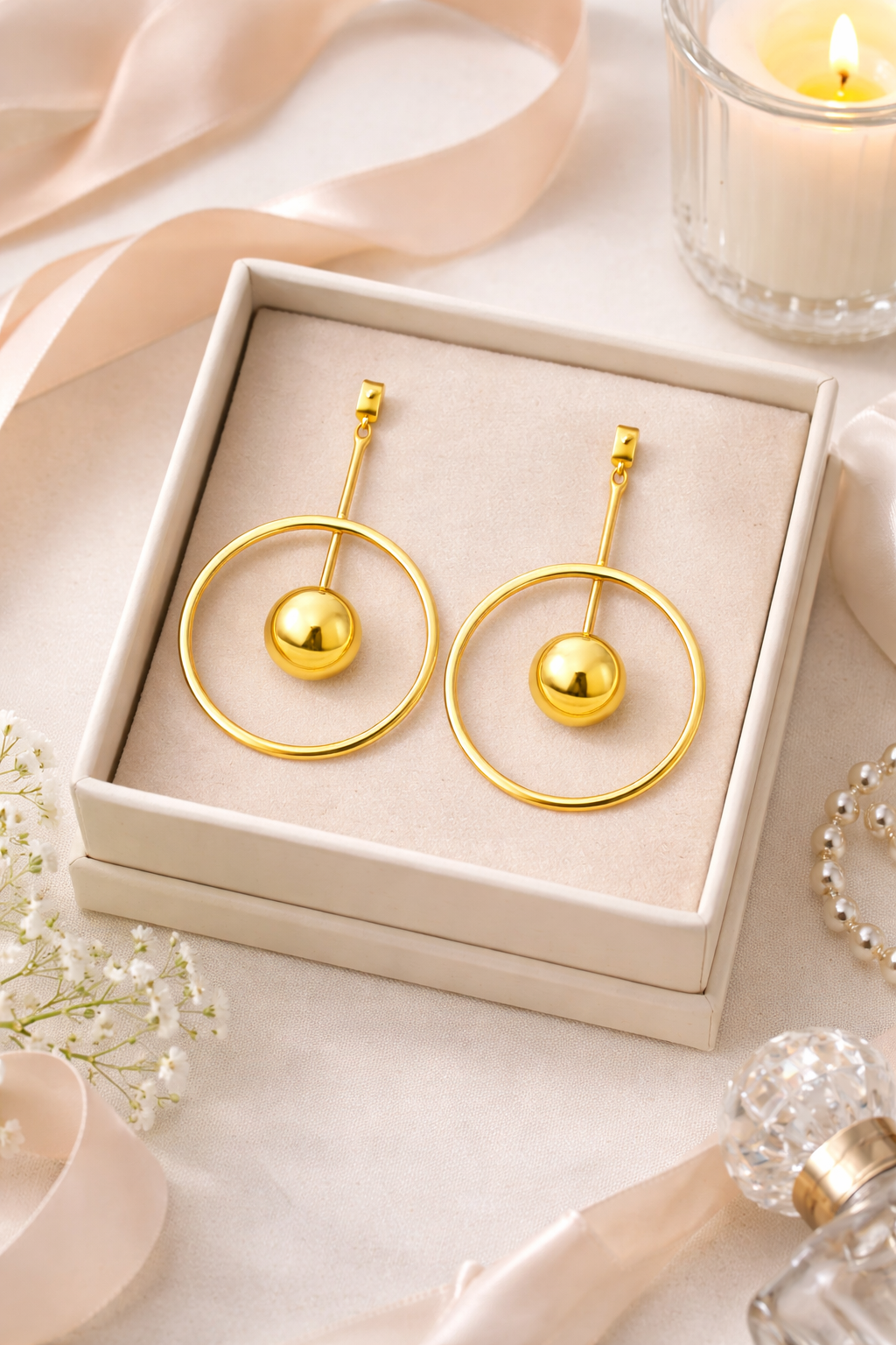 Golden Orbit Drop Earrings |1| Mehrooh