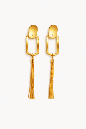 Golden Long Dangle Earrings With Tassle |1| Mehrooh