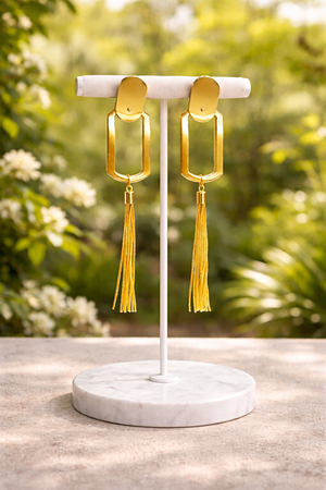 Golden Long Dangle Earrings With Tassle |3| Mehrooh