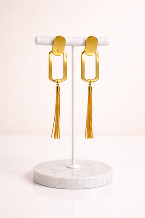 Golden Long Dangle Earrings With Tassle |4| Mehrooh