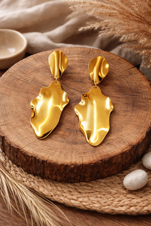 Golden Amoeba Dangle Earrings |3| Mehrooh