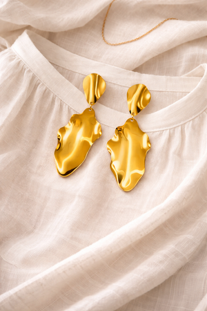 Golden Amoeba Dangle Earrings |2| Mehrooh