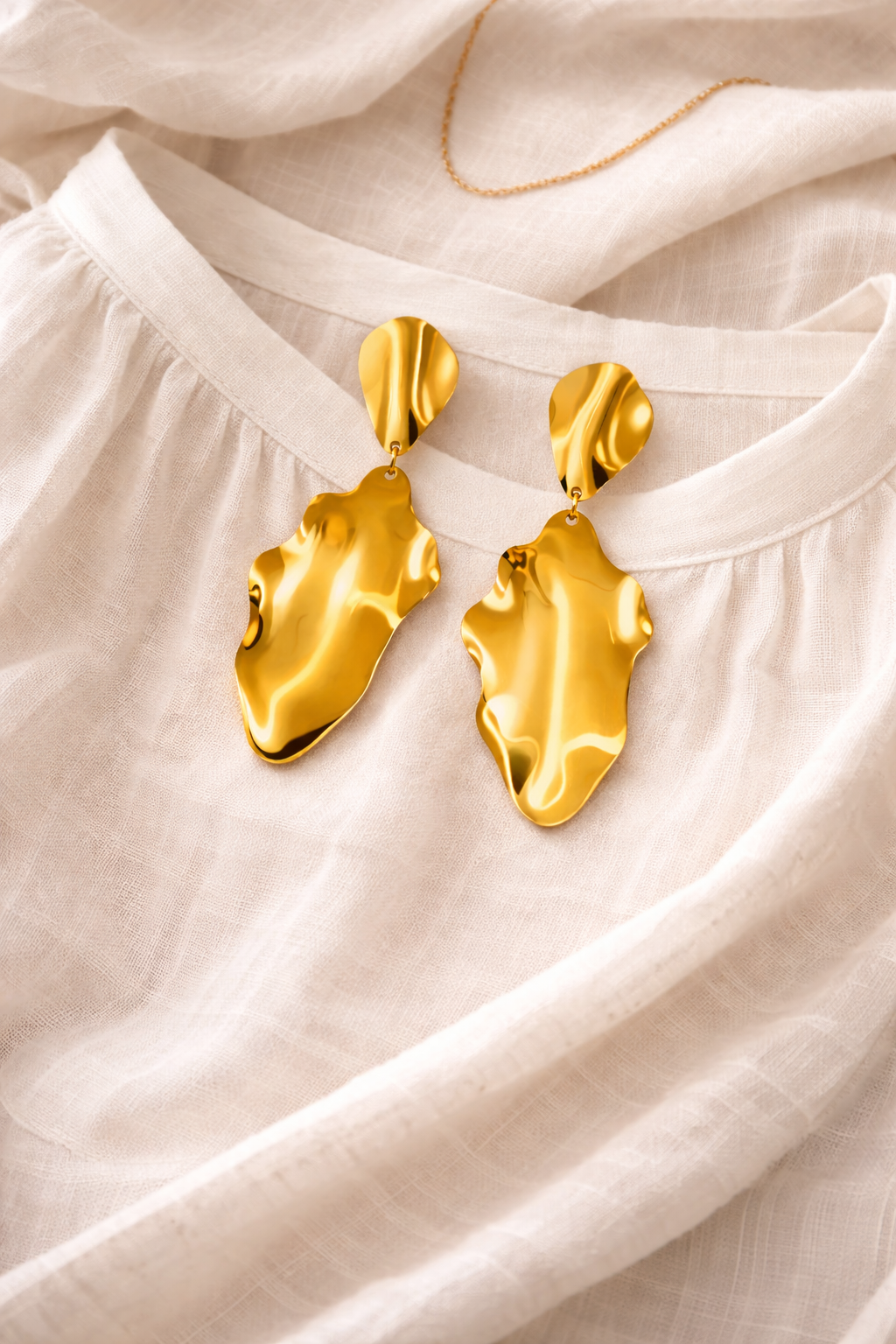 Golden Amoeba Dangle Earrings