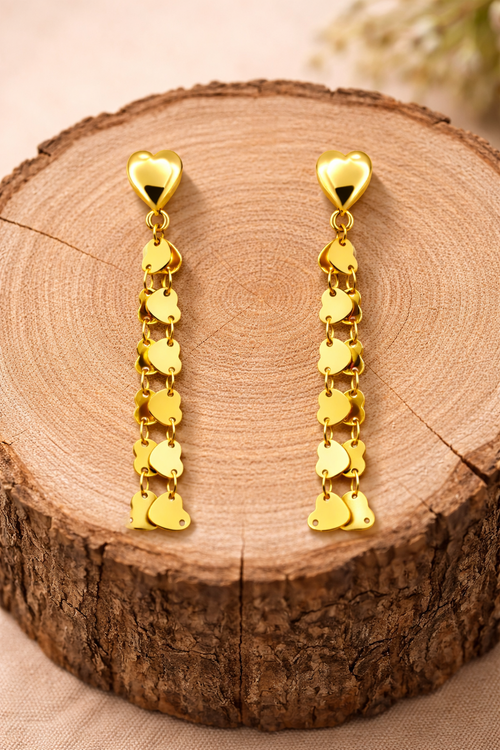 Heart Chain Dangle Earrings