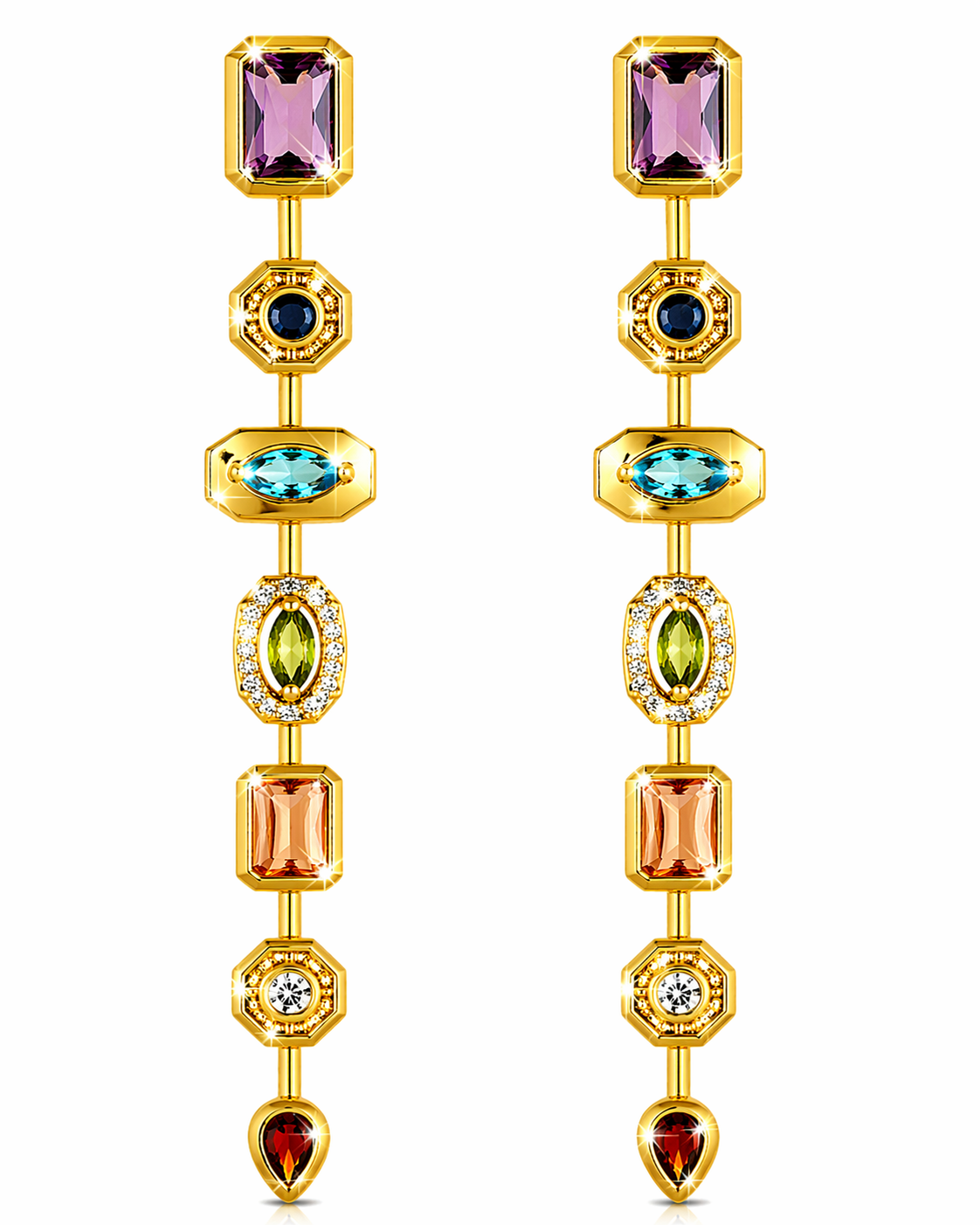 Celestial Gem Cascade Earrings