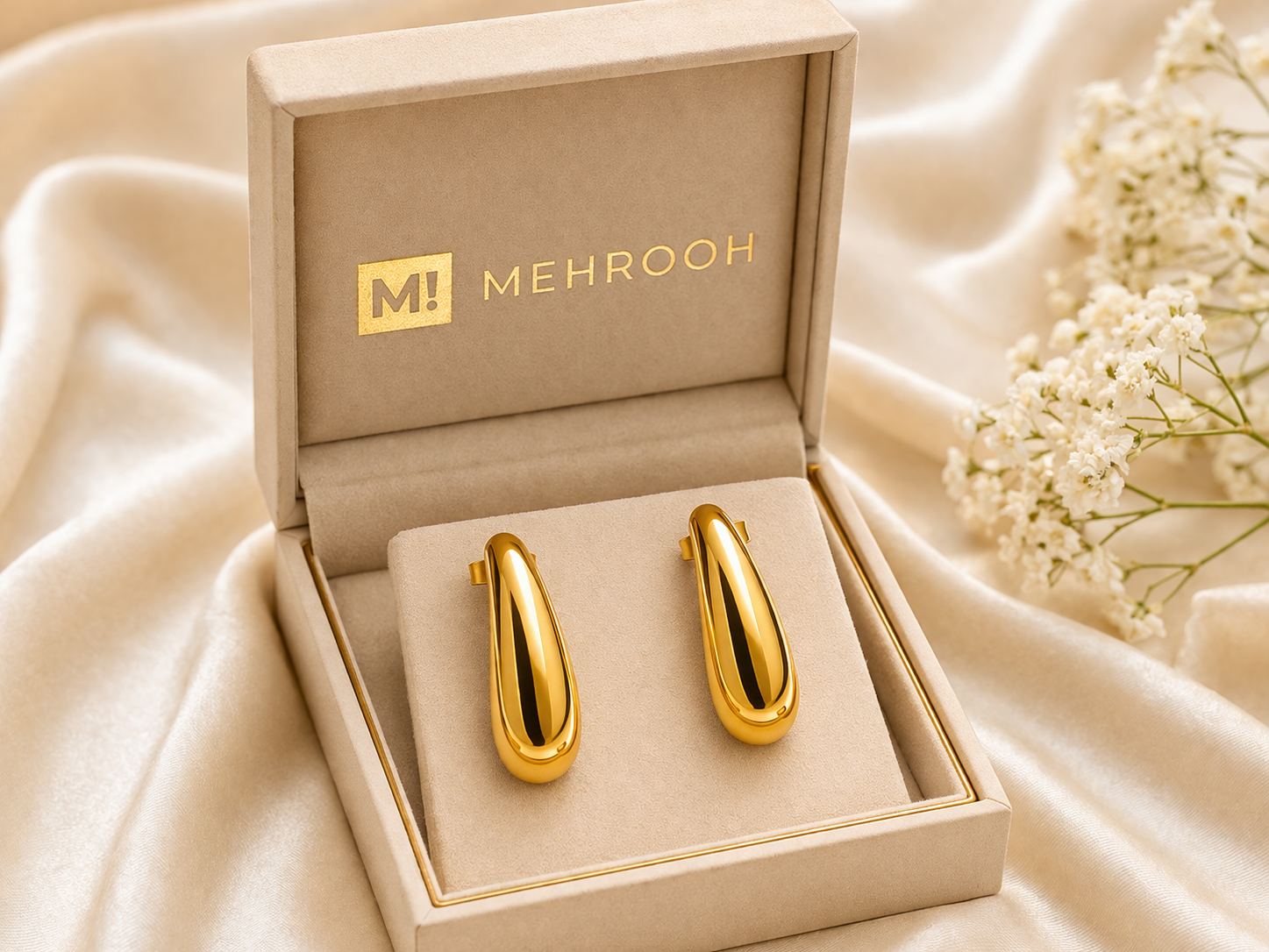 Gold Teardrop Stud Earrings