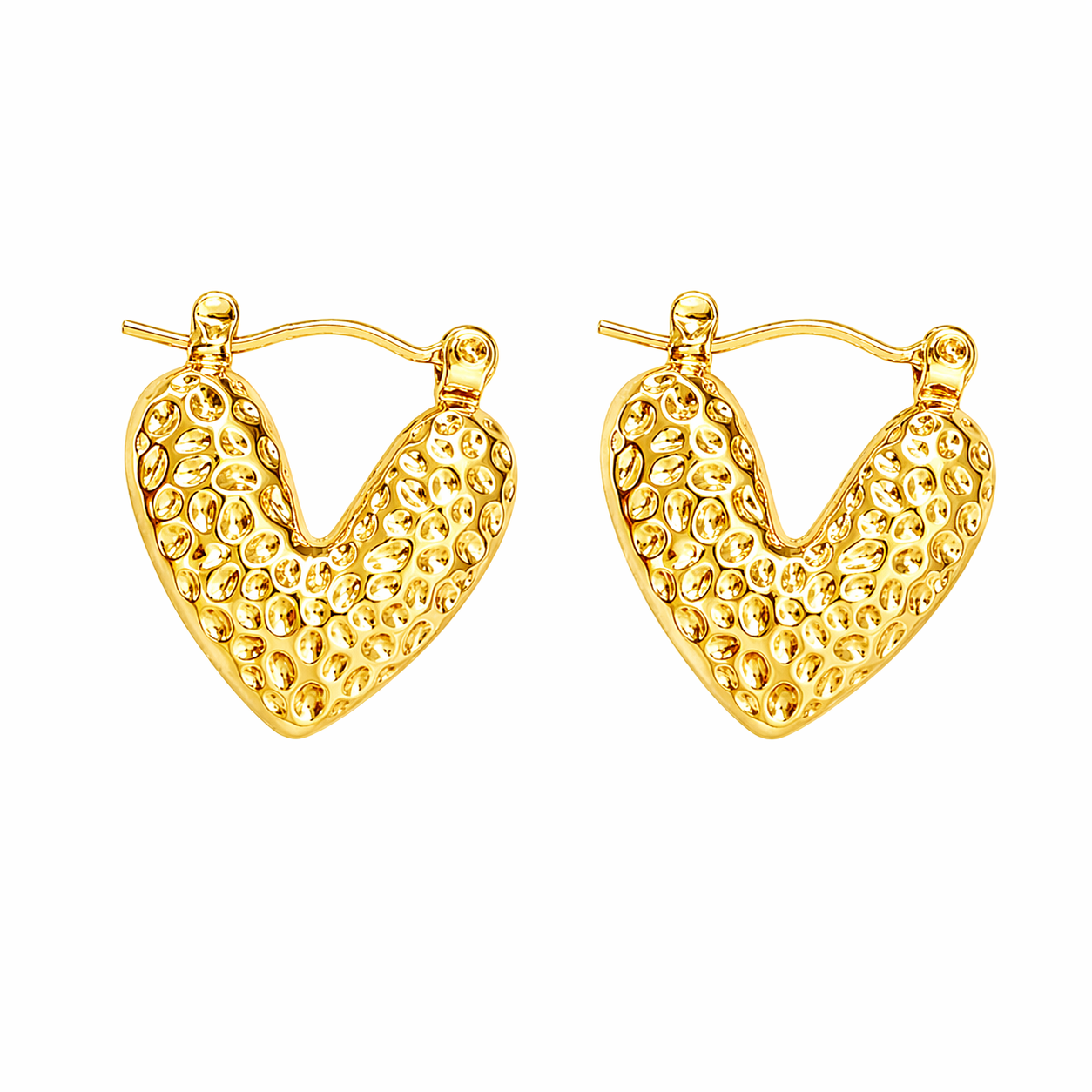 Hammered Golden Heart Whisper Earrings