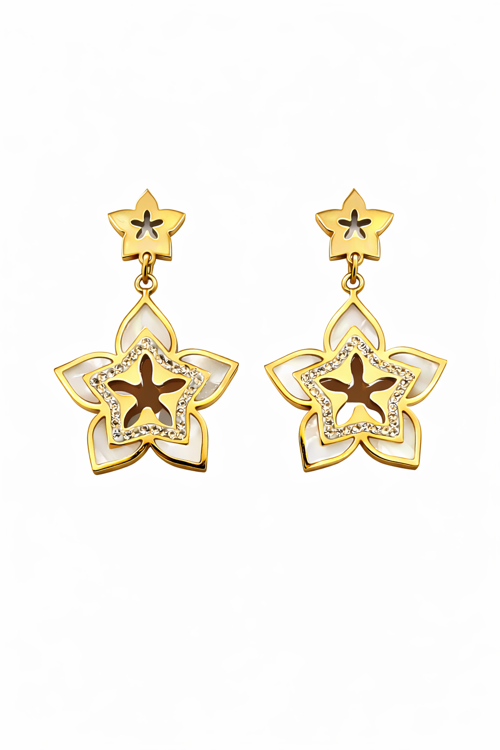 Star Anise drop Mother of Pearl Earrings
