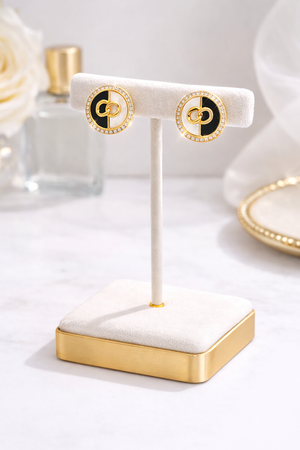 Black White Crystal Knot Stud Earrings |3| Mehrooh
