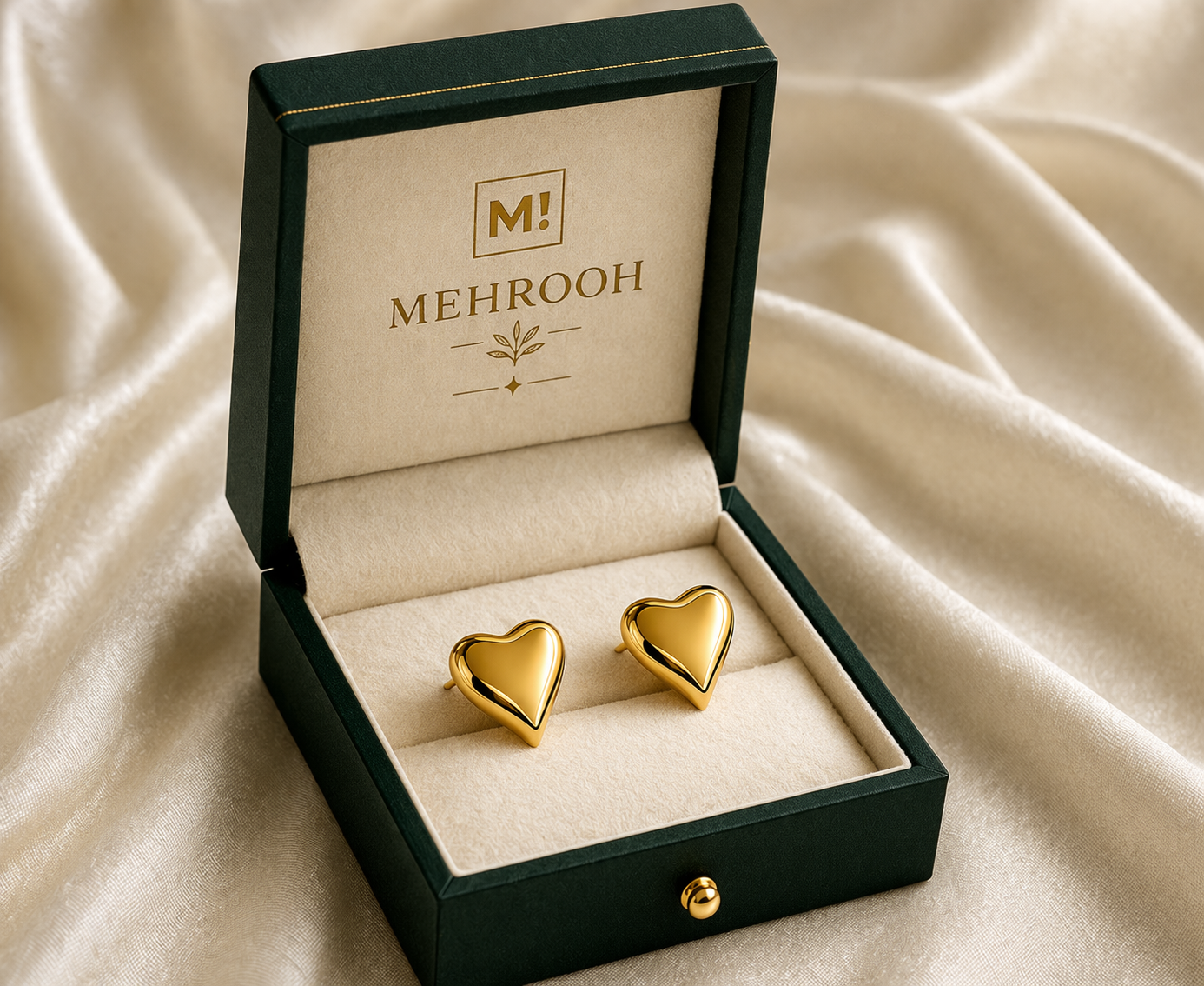 Gold Heart Stud Earrings