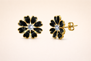Black Flower Stud Earrings |4| Mehrooh