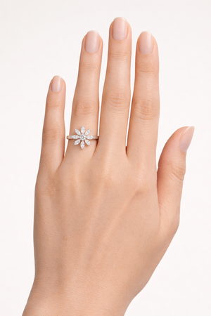 Rotating Silver Flower Diamond Ring |3| Mehrooh