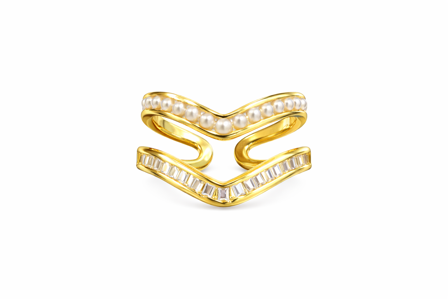 Pearl Crystal Wave Ring |1| Mehrooh