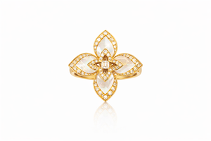 Big Mother Of Pearl Flower Ring With Diamonds |1| Mehrooh