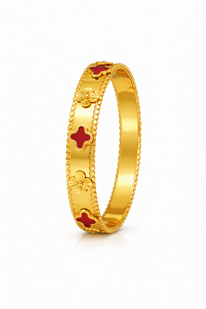 Red Clover Gold Bangle Bracelet |1| Mehrooh
