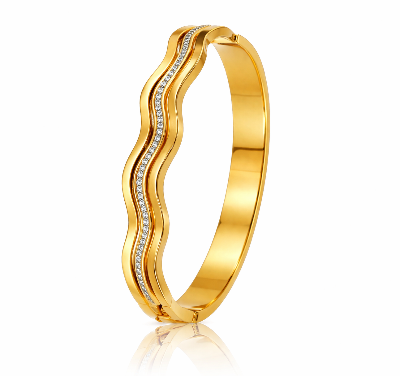 Golden Wave Luxe Crystal Bangle