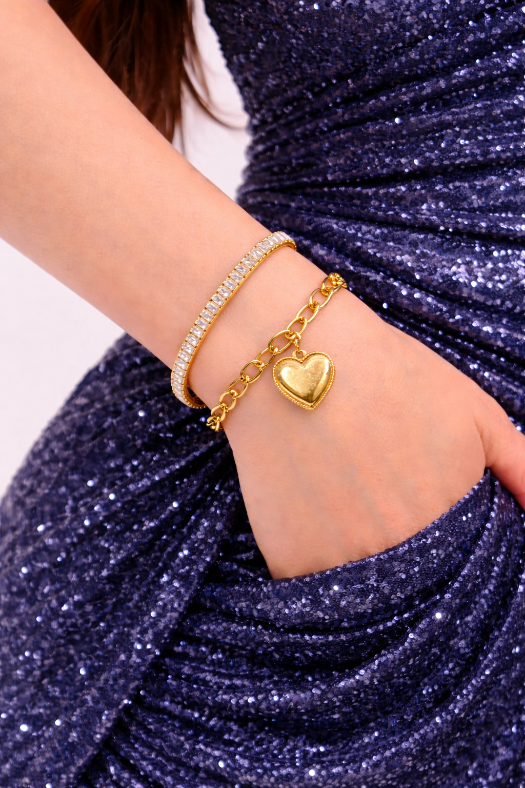 Golden Radiance Crystal Tennis Bracelet