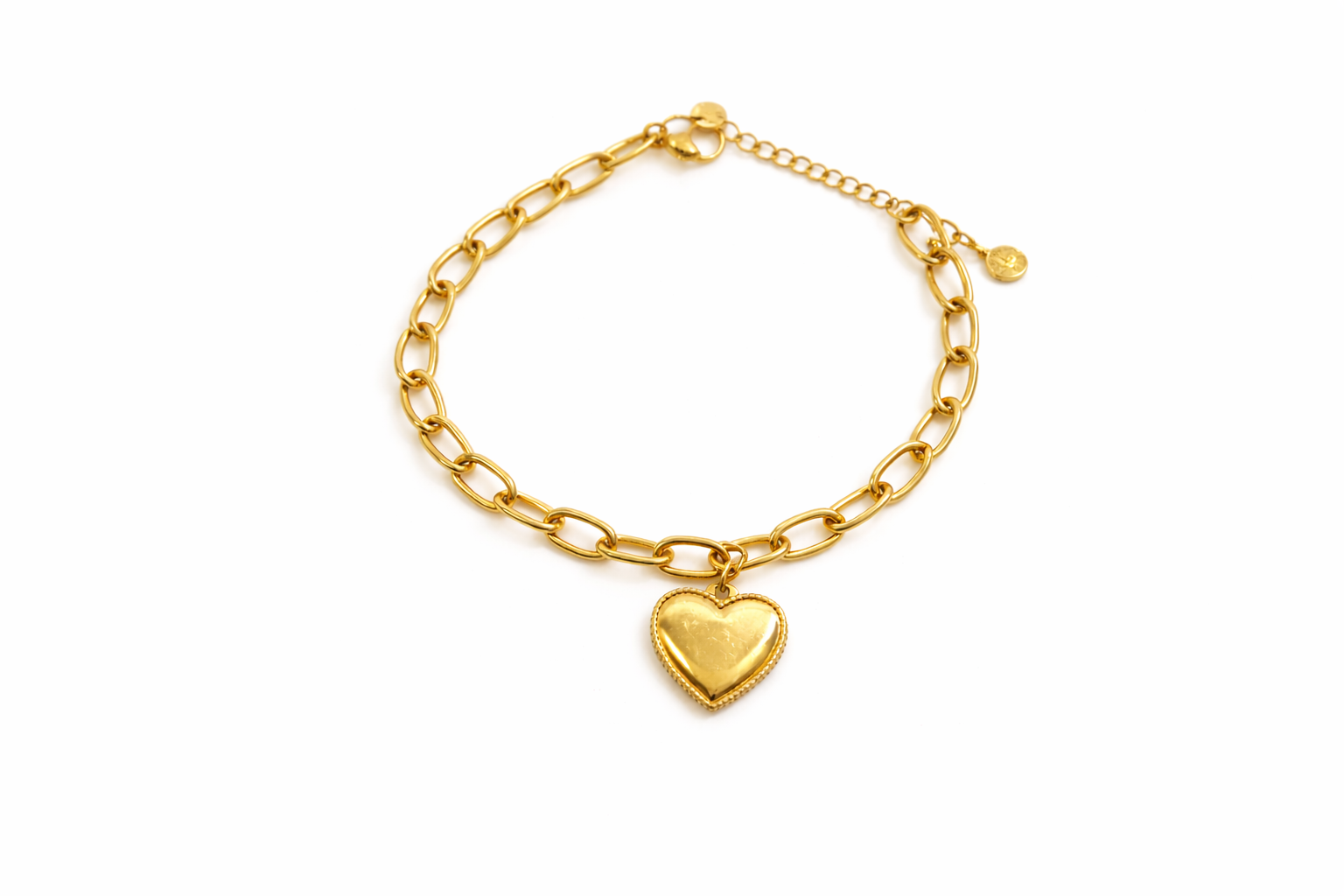 Links Chain Bracelet with Heart Charm