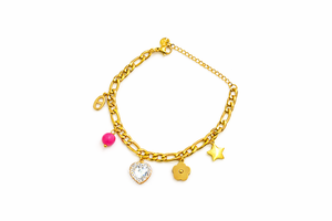 Multi Charm Gold Chain Bracelet |1| Mehrooh