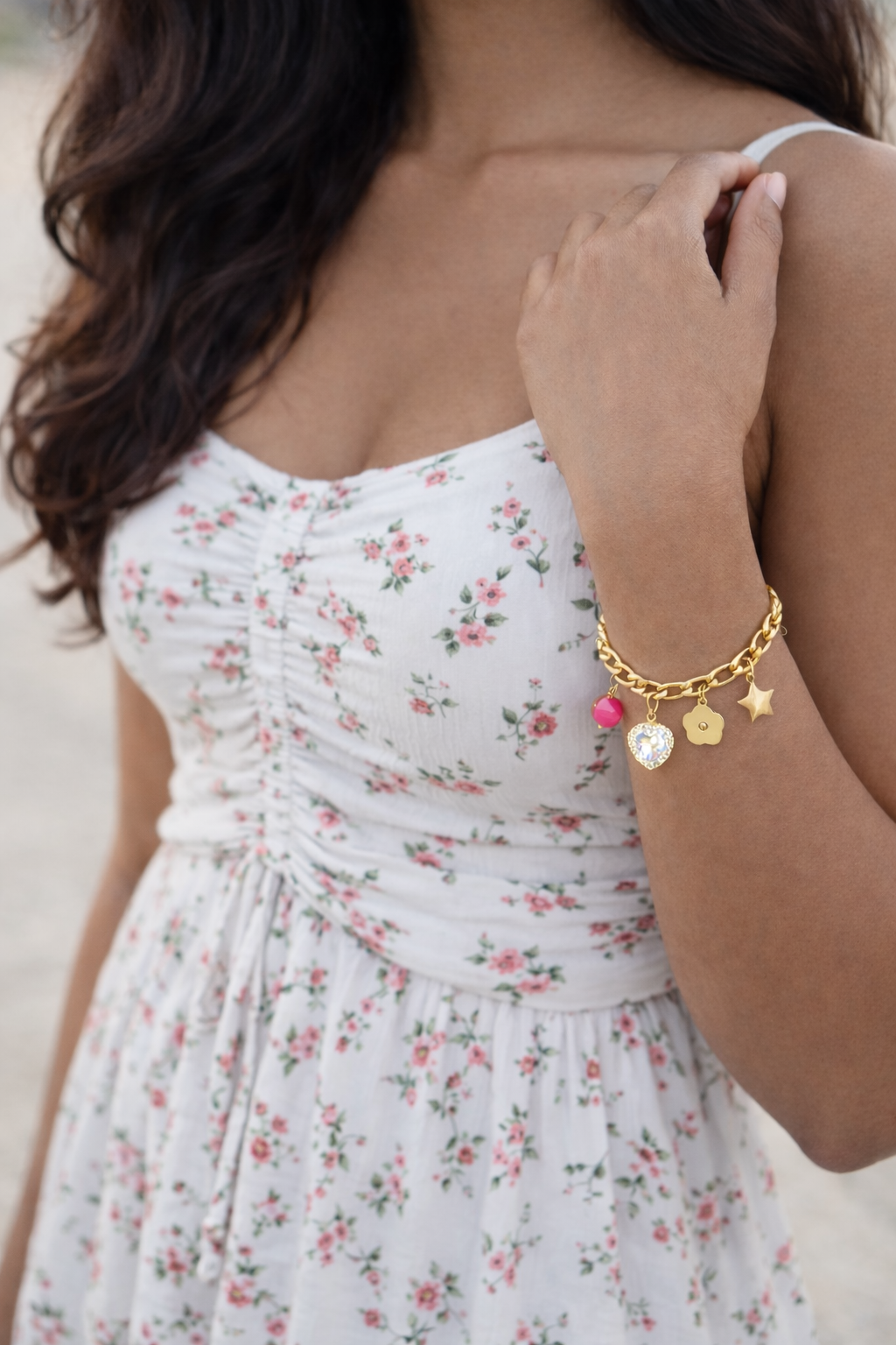 Multi-Charm Gold Chain Bracelet