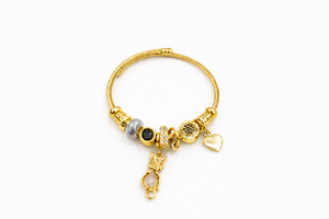 Gold Toned Cable Bracelet With Cat Charm |1| Mehrooh