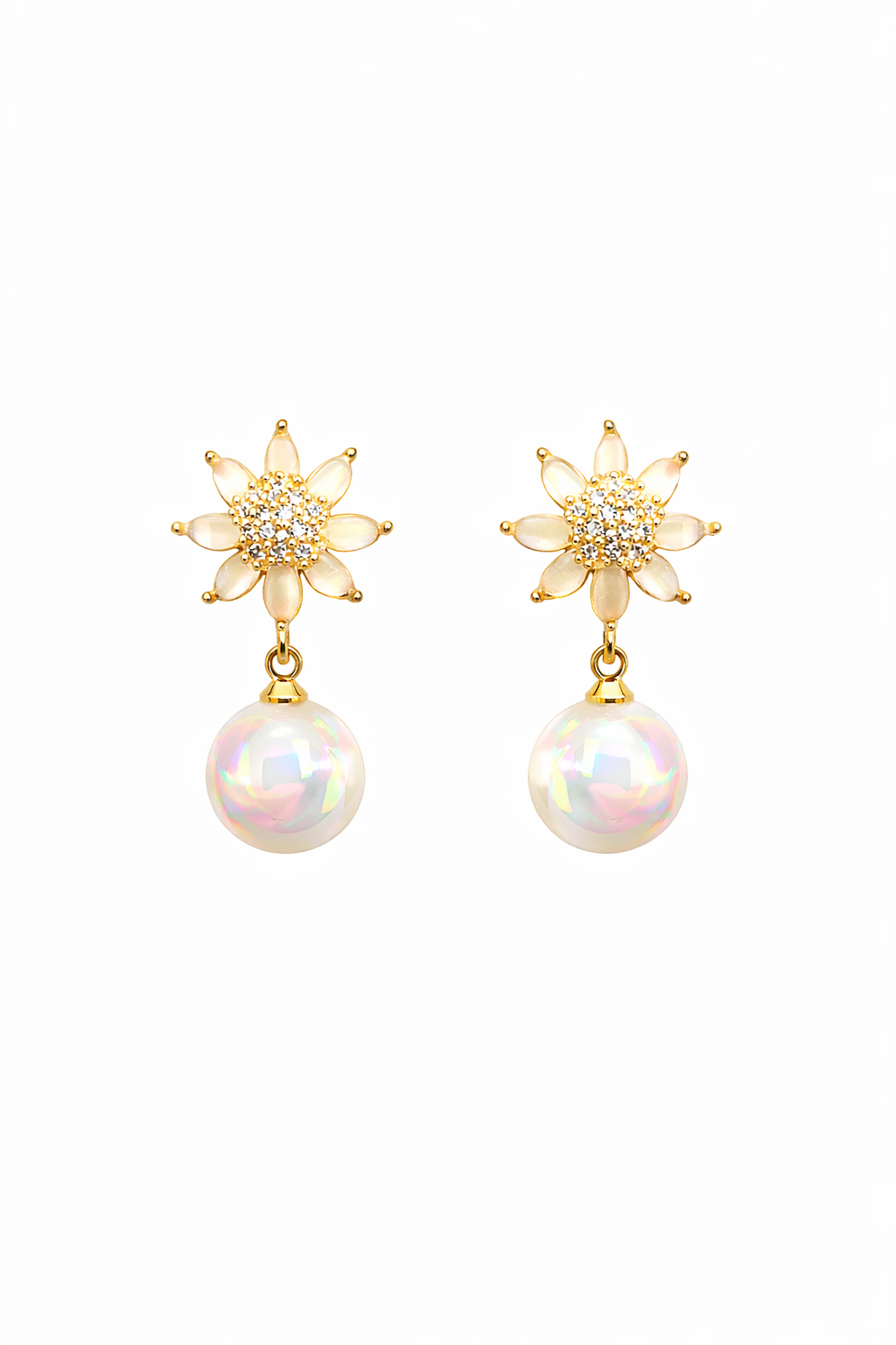 Golden Clip On Flower With Pearl Drop |1| Mehrooh