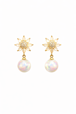Golden Clip On Flower With Pearl Drop |1| Mehrooh