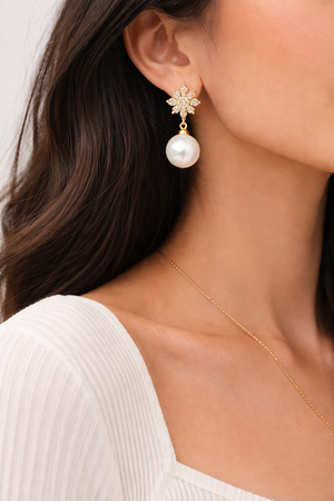 Golden Clip On Flower With Pearl Drop |4| Mehrooh