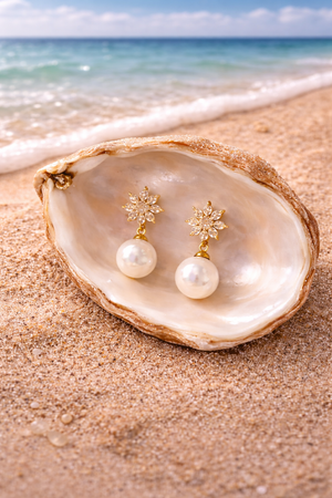 Golden Clip On Flower With Pearl Drop |5| Mehrooh