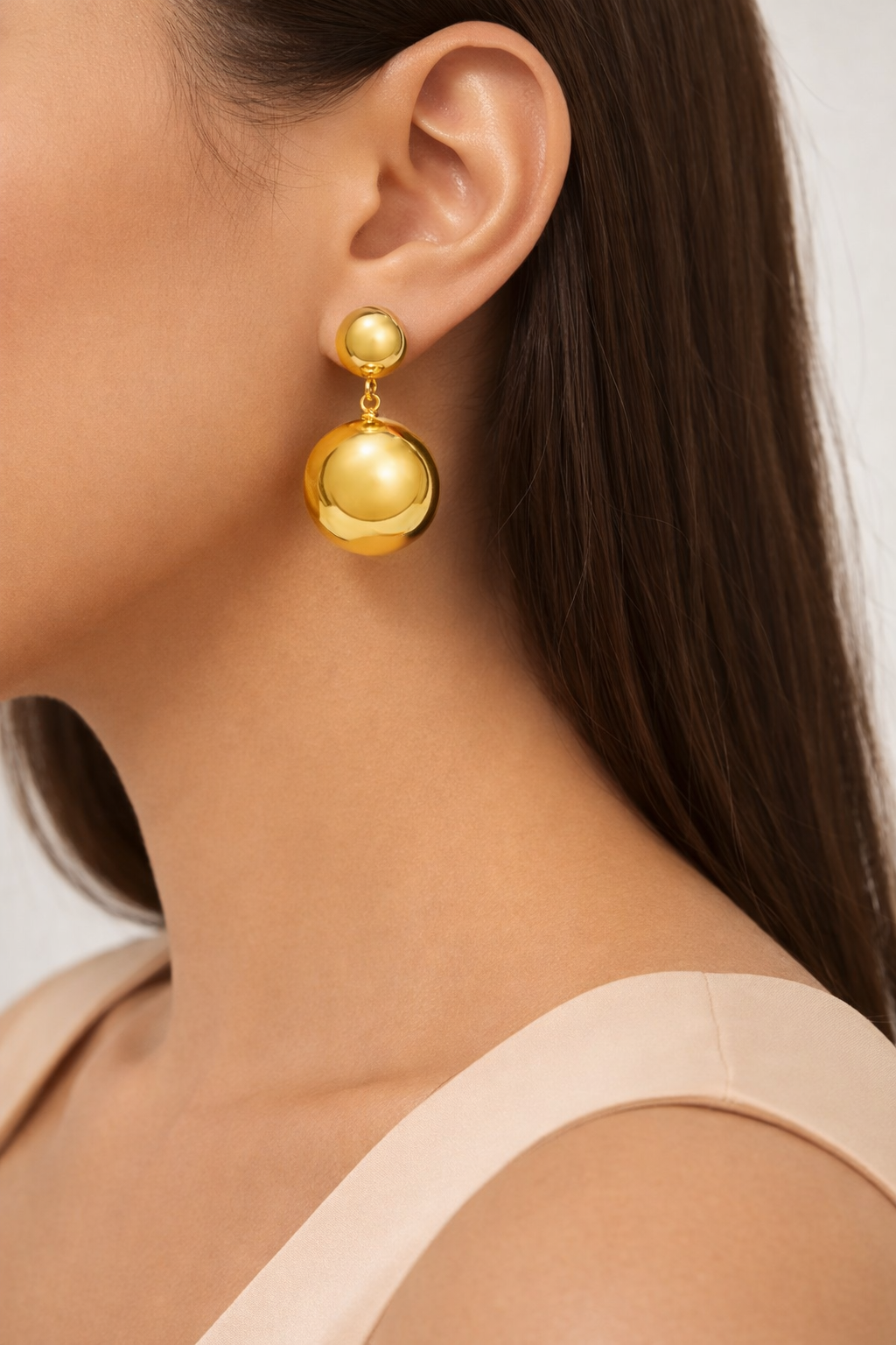 Golden Sphere Drop Earrings |1| Mehrooh