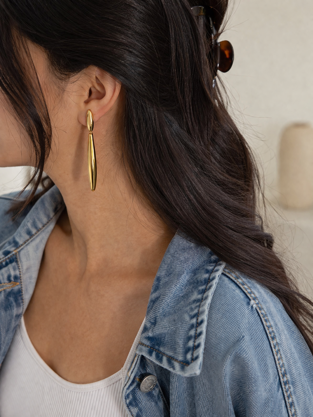 Golden Sleeek Drop Earrings