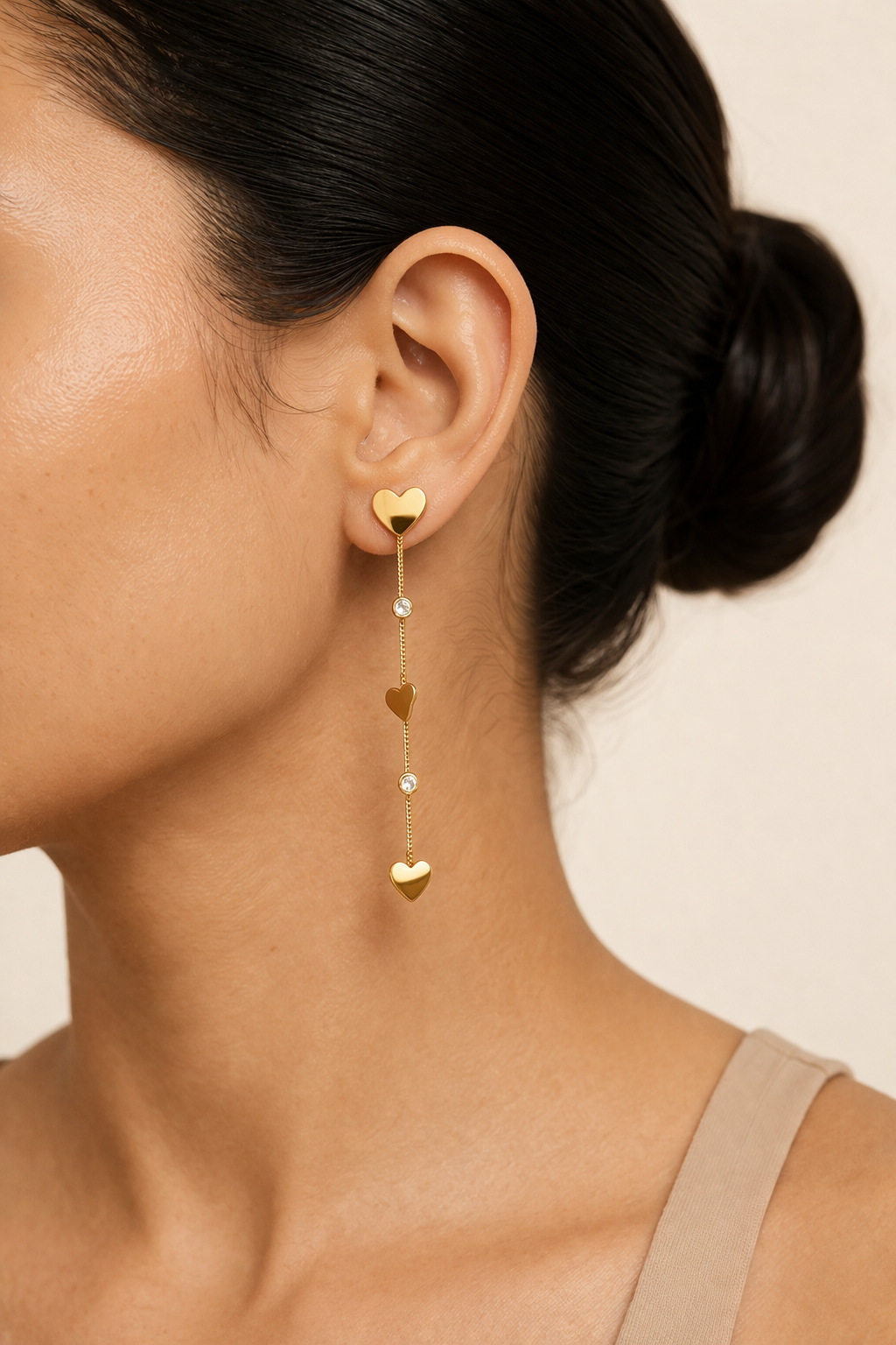 Golden Heartfall Drop Earrings