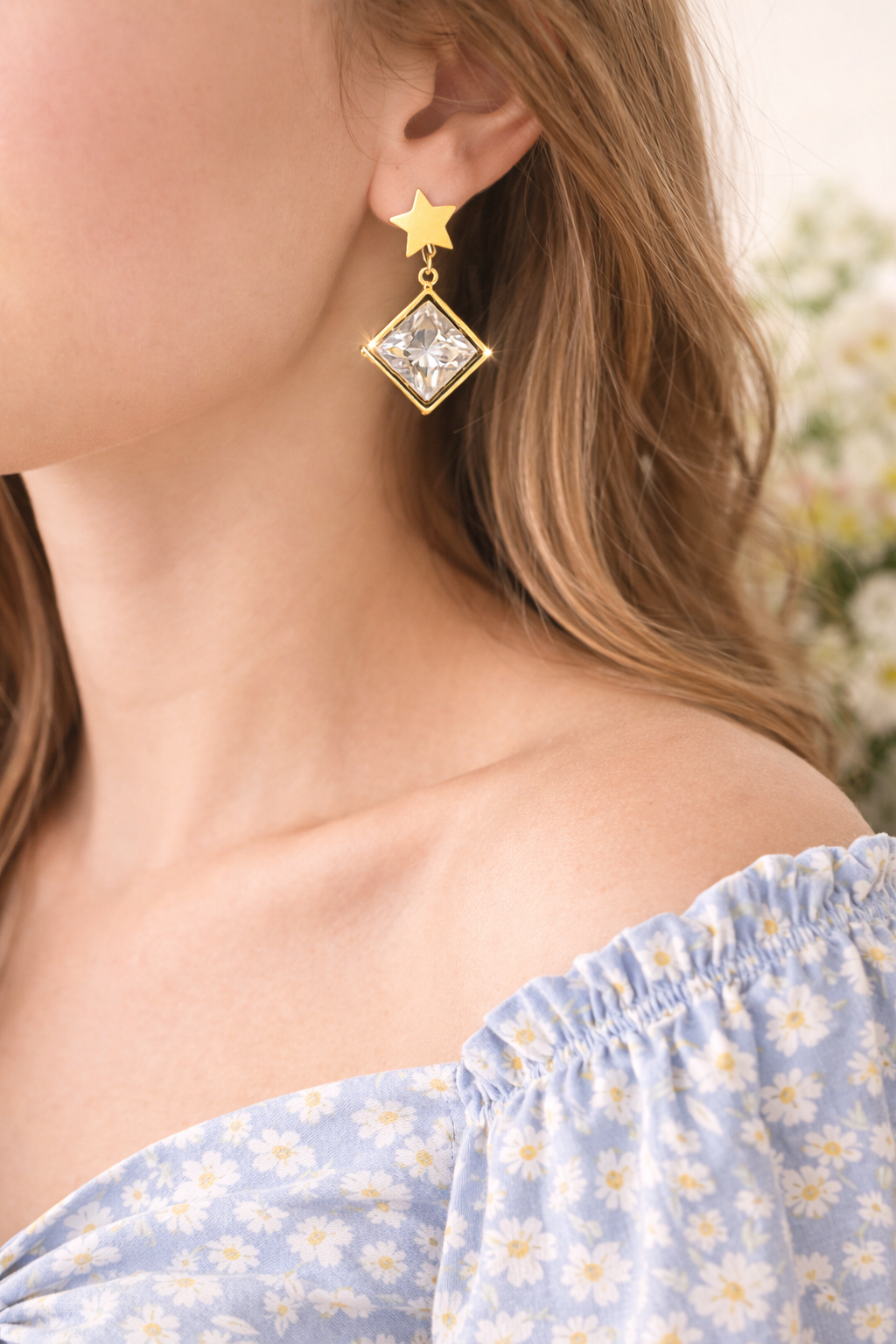 Star Crystal Drop Earrings |1| Mehrooh