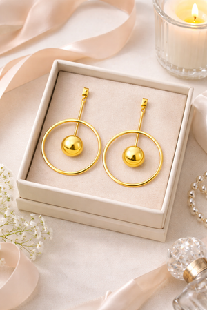 Golden Orbit Drop Earrings |1| Mehrooh