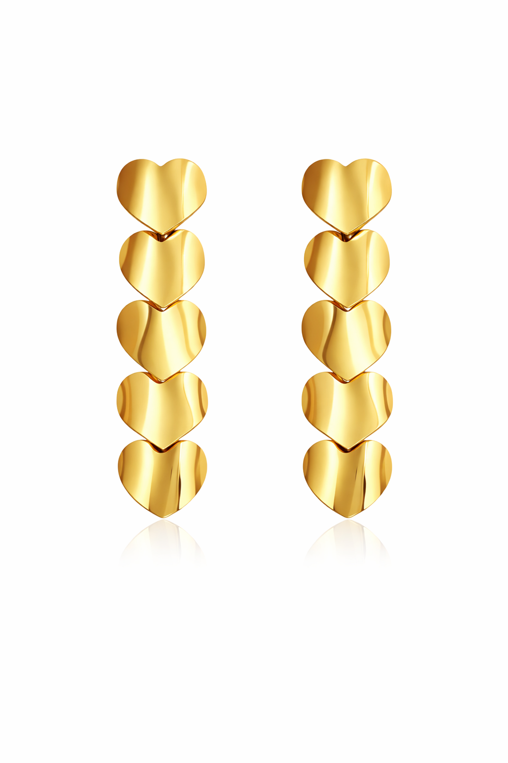 Golden Cascade Heart Earrings – Statement Dangle Earrings for Women