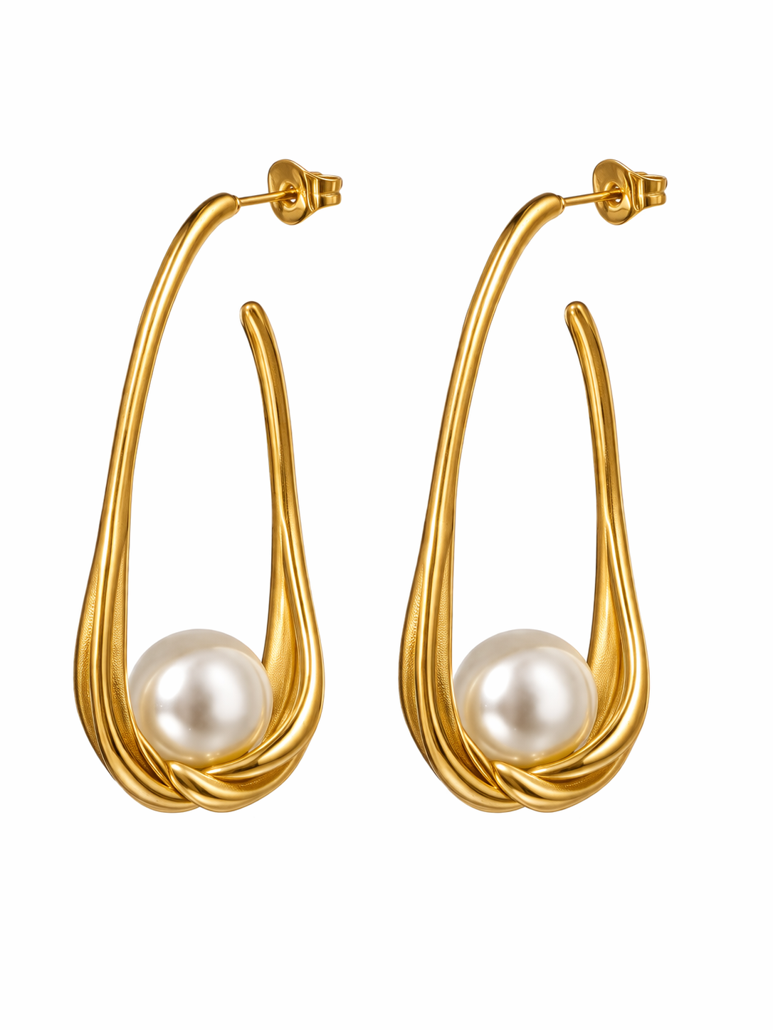 Gold Plated Earrings with Pearl