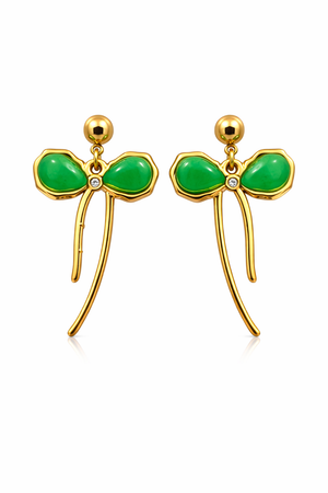Bow Shaped Green Stone Dangle |1| Mehrooh
