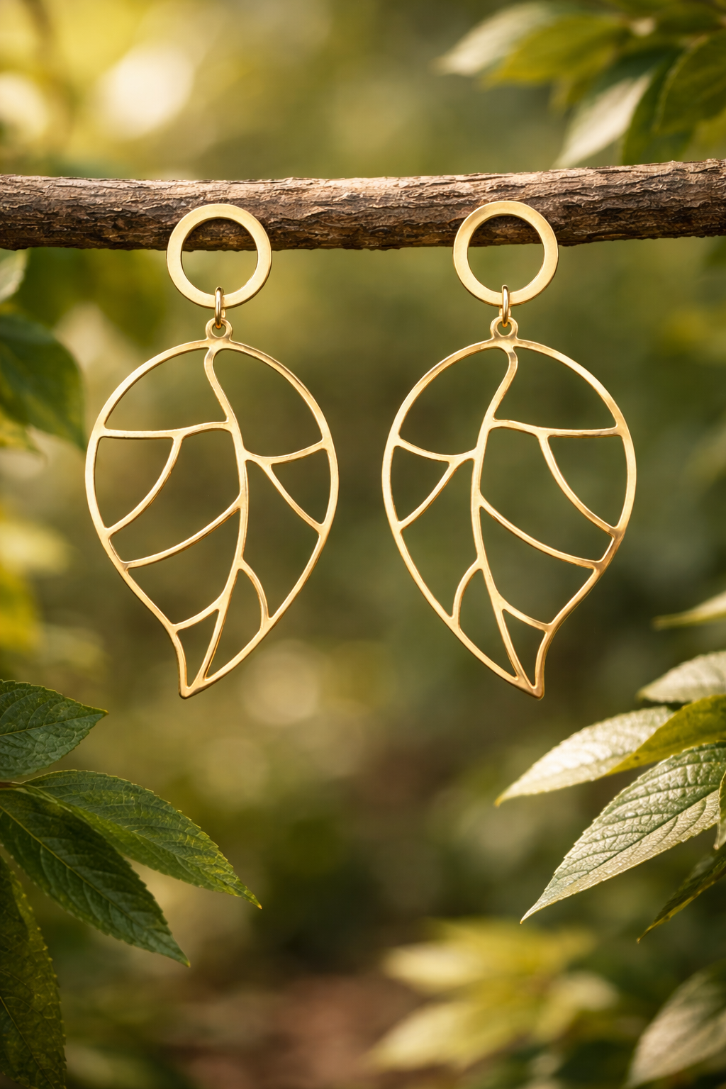 Golden Leaf Dangle Earrings