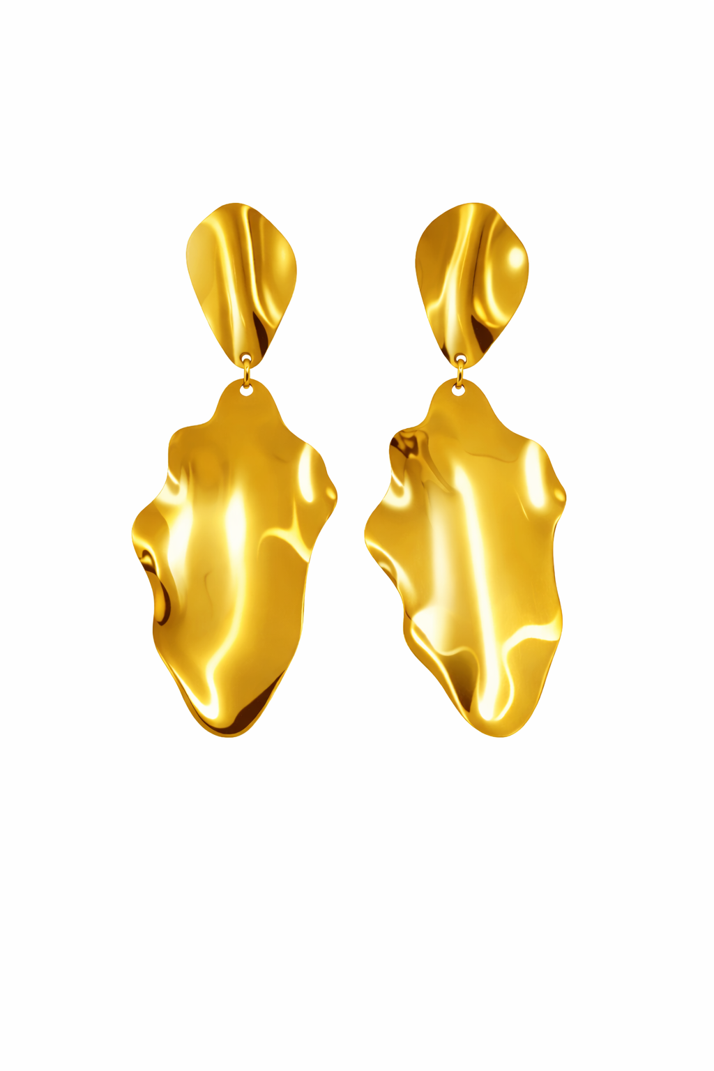 Golden Amoeba Dangle Earrings