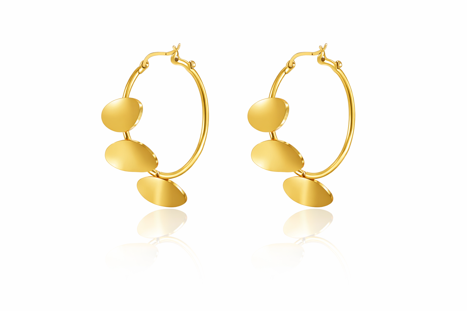 Gold Disc Hoop Earrings