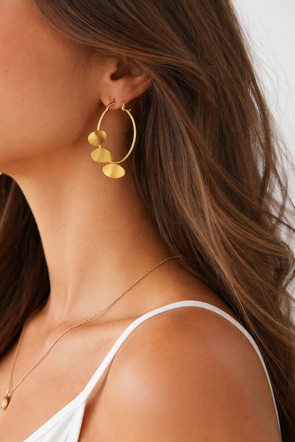 Gold Disc Hoop Earrings